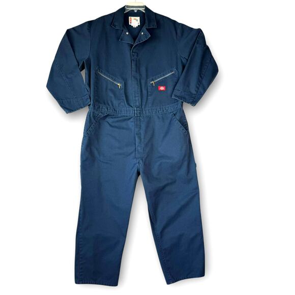 Dickies Cotton Blend Long Sleeve Coverall Workwear Men Size XL 46/48 Navy Unline - Picture 1 of 14